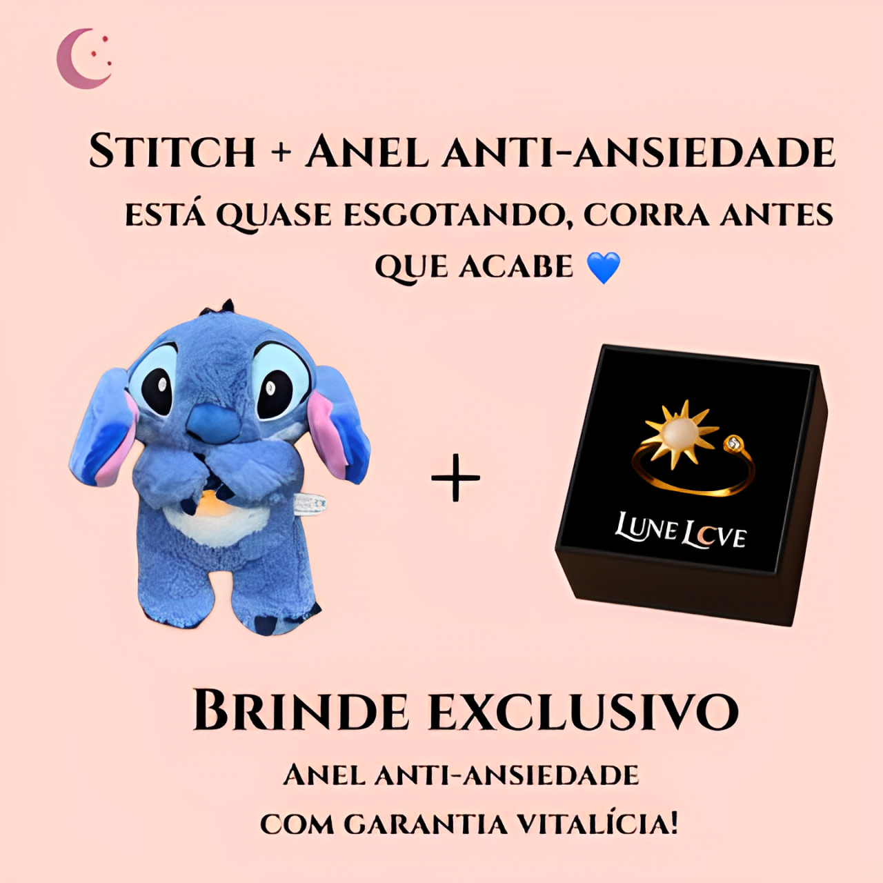 Stitch De Pelúcia Que Respira + Anel Anti-Ansiedade